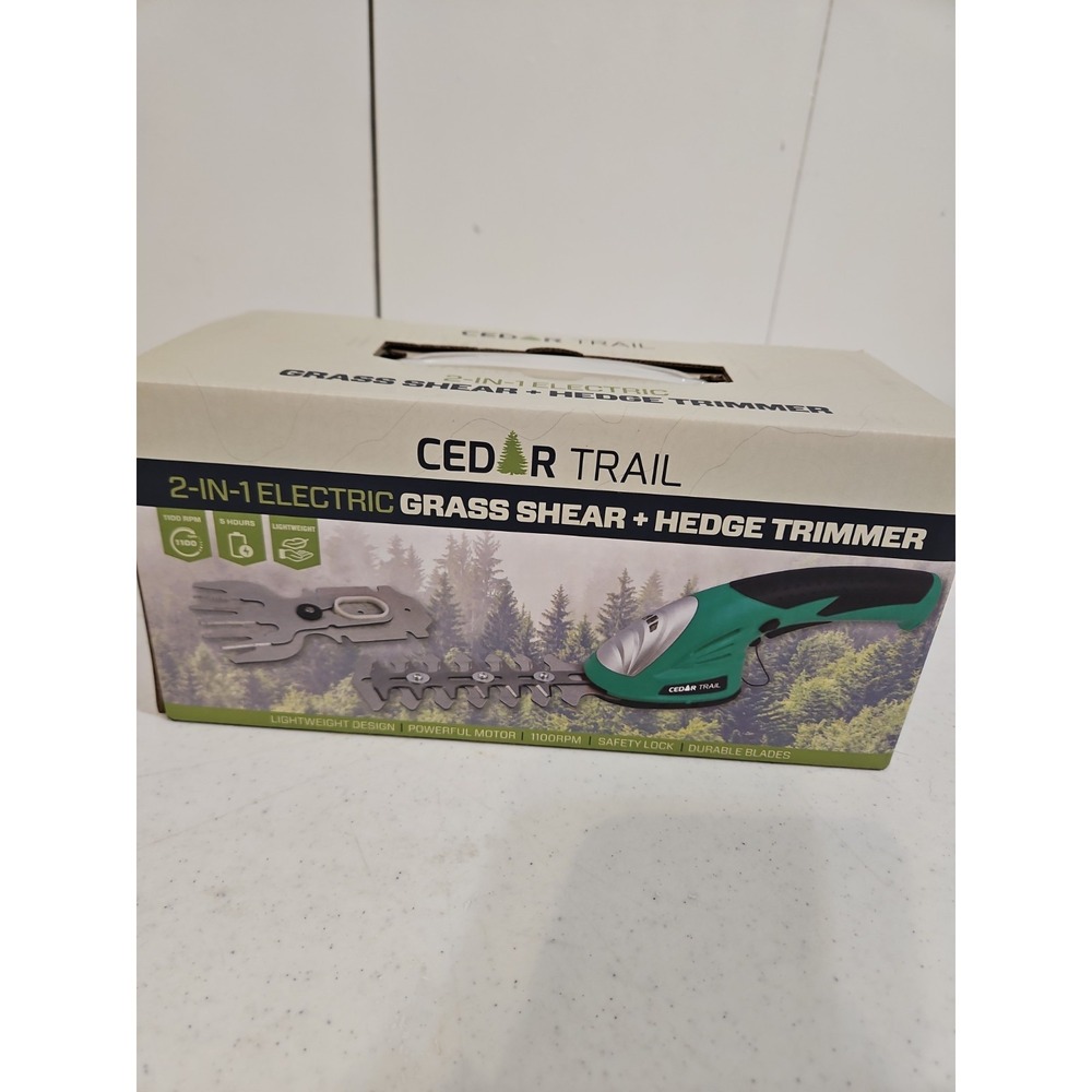 Cedar Trail 2-in-1 Electric Grass Shear & Hedge Trimmer 1000RPM/5 Hrs Lightweigt